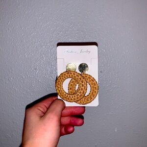 Boho wood circle earrings